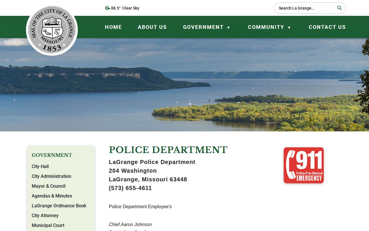 La Grange Police Department official contact page for Lewis County arrest-record routing